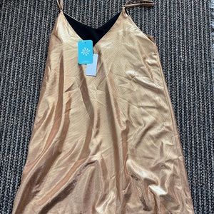 Satin Gold Slip Dress NWT